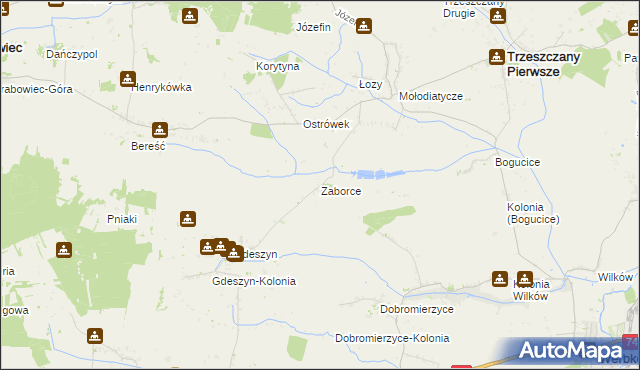 mapa Zaborce gmina Trzeszczany, Zaborce gmina Trzeszczany na mapie Targeo