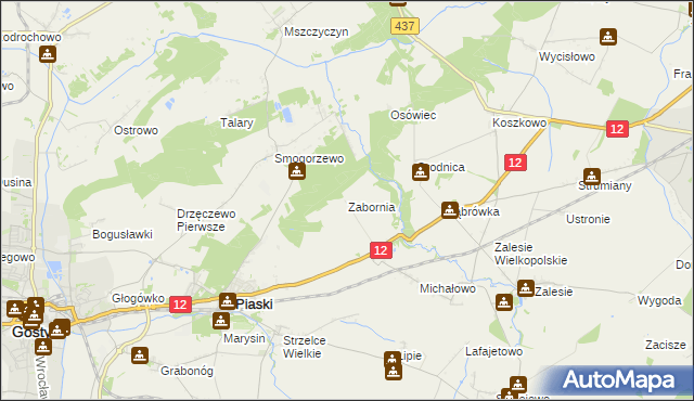 mapa Zabornia gmina Piaski, Zabornia gmina Piaski na mapie Targeo