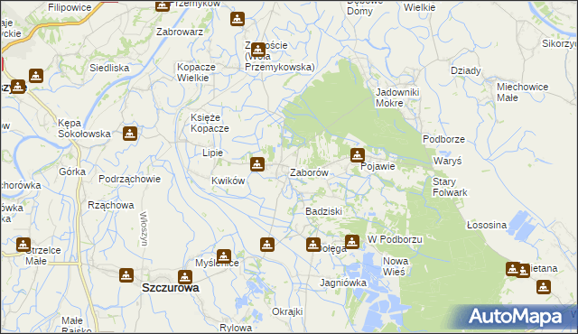 mapa Zaborów gmina Szczurowa, Zaborów gmina Szczurowa na mapie Targeo