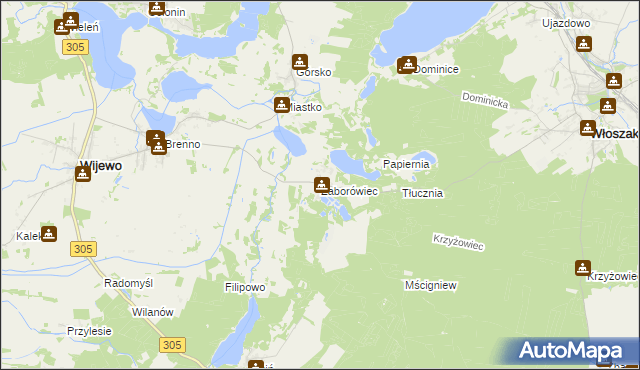 mapa Zaborówiec, Zaborówiec na mapie Targeo