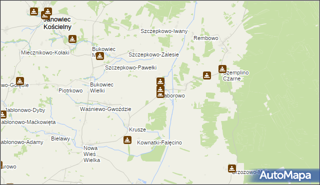 mapa Zaborowo gmina Janowiec Kościelny, Zaborowo gmina Janowiec Kościelny na mapie Targeo