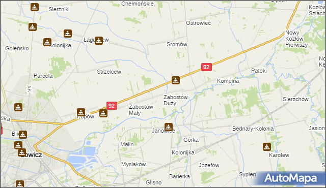 mapa Zabostów Duży, Zabostów Duży na mapie Targeo