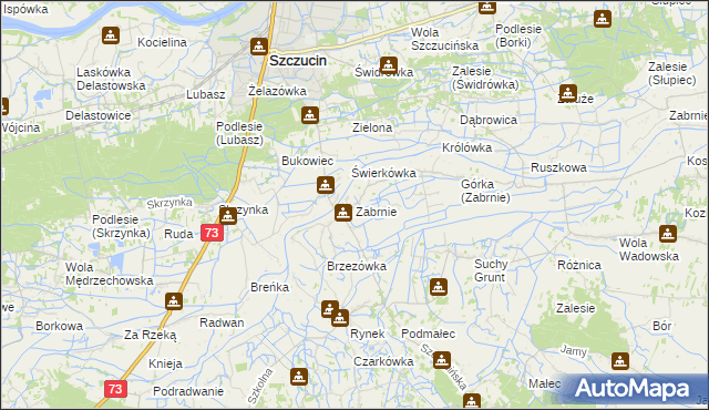 mapa Zabrnie gmina Szczucin, Zabrnie gmina Szczucin na mapie Targeo