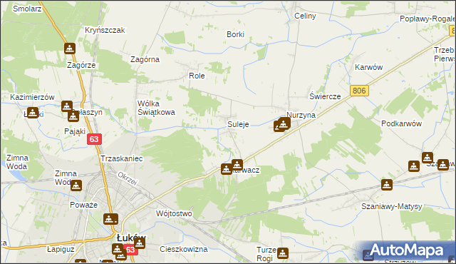 mapa Zabrodzie gmina Łuków, Zabrodzie gmina Łuków na mapie Targeo