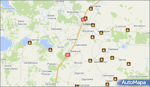 mapa Zabrodzie gmina Urszulin, Zabrodzie gmina Urszulin na mapie Targeo