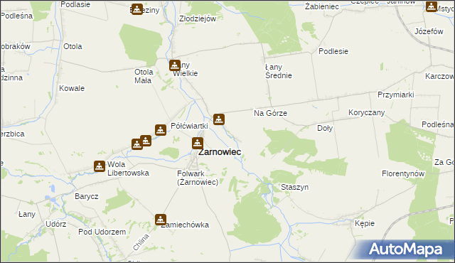 mapa Zabrodzie gmina Żarnowiec, Zabrodzie gmina Żarnowiec na mapie Targeo