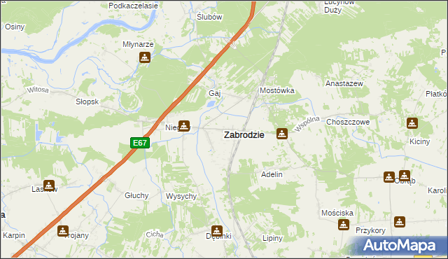 mapa Zabrodzie powiat wyszkowski, Zabrodzie powiat wyszkowski na mapie Targeo