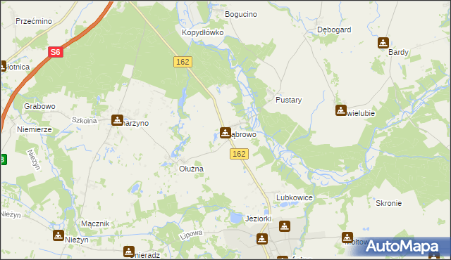 mapa Ząbrowo gmina Gościno, Ząbrowo gmina Gościno na mapie Targeo