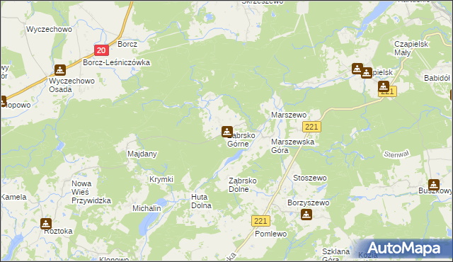 mapa Ząbrsko Górne, Ząbrsko Górne na mapie Targeo