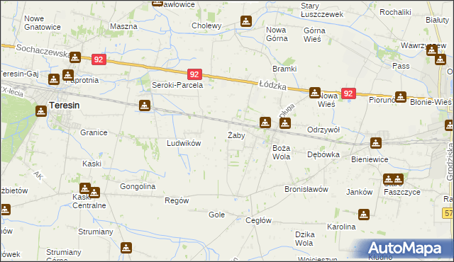 mapa Żaby gmina Baranów, Żaby gmina Baranów na mapie Targeo