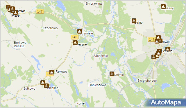 mapa Zachełmie gmina Łobez, Zachełmie gmina Łobez na mapie Targeo