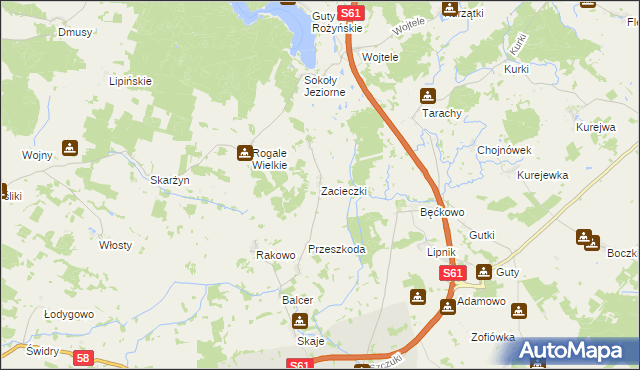 mapa Zacieczki, Zacieczki na mapie Targeo