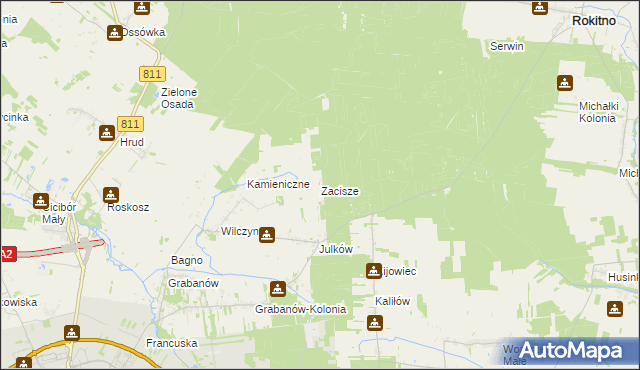 mapa Zacisze gmina Biała Podlaska, Zacisze gmina Biała Podlaska na mapie Targeo