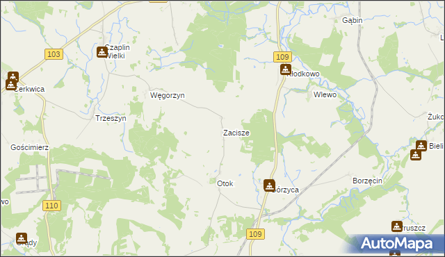 mapa Zacisze gmina Gryfice, Zacisze gmina Gryfice na mapie Targeo