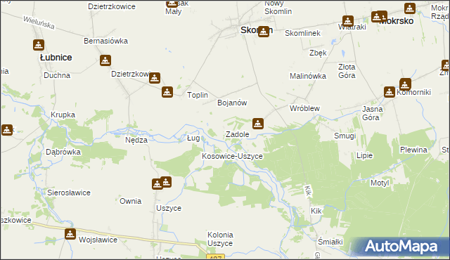 mapa Zadole gmina Skomlin, Zadole gmina Skomlin na mapie Targeo