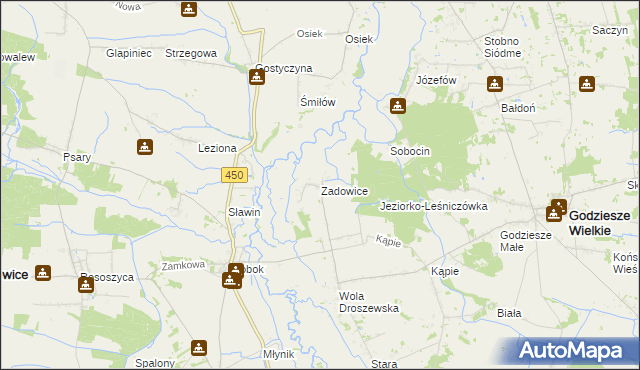 mapa Zadowice, Zadowice na mapie Targeo