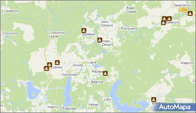 mapa Zagaje gmina Polanów, Zagaje gmina Polanów na mapie Targeo