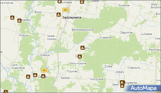 mapa Żagliny, Żagliny na mapie Targeo