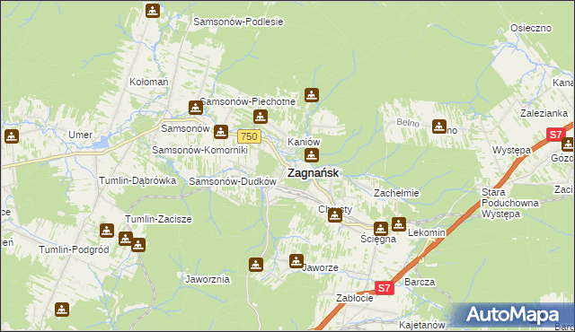 mapa Zagnańsk, Zagnańsk na mapie Targeo