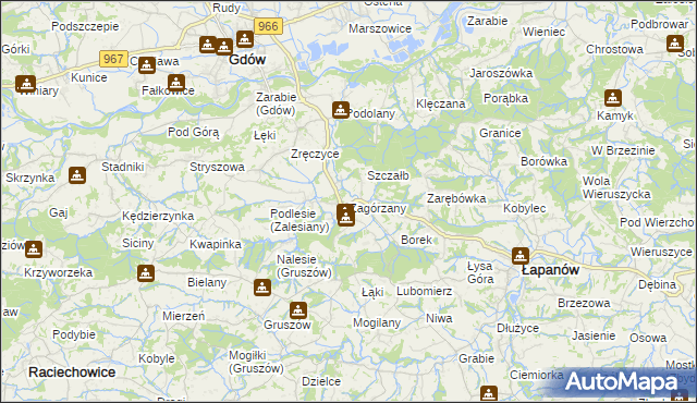 mapa Zagórzany gmina Gdów, Zagórzany gmina Gdów na mapie Targeo