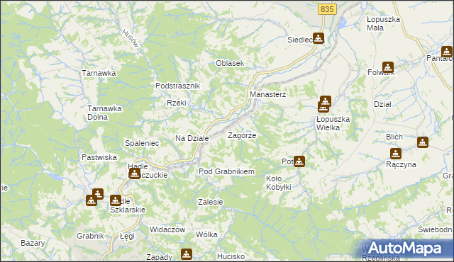 mapa Zagórze gmina Jawornik Polski, Zagórze gmina Jawornik Polski na mapie Targeo