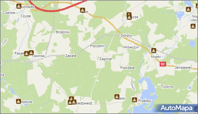 mapa Zagórze gmina Lubrza, Zagórze gmina Lubrza na mapie Targeo