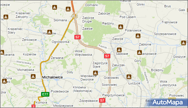 mapa Zagórzyce Dworskie, Zagórzyce Dworskie na mapie Targeo