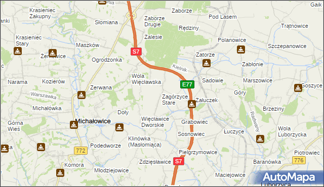 mapa Zagórzyce Stare, Zagórzyce Stare na mapie Targeo