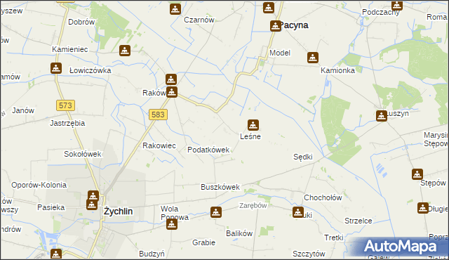 mapa Zagroby gmina Żychlin, Zagroby gmina Żychlin na mapie Targeo