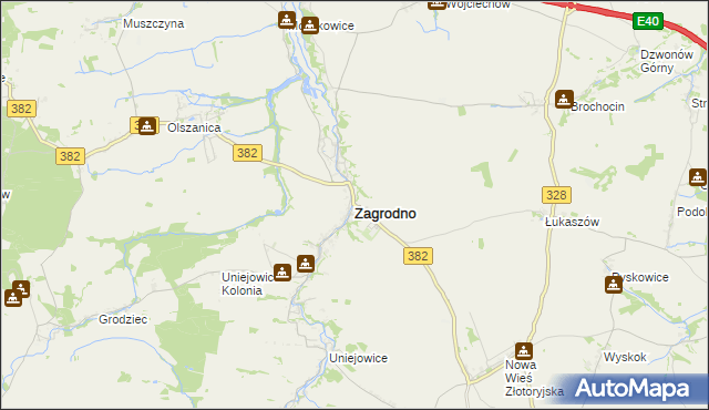 mapa Zagrodno powiat złotoryjski, Zagrodno powiat złotoryjski na mapie Targeo