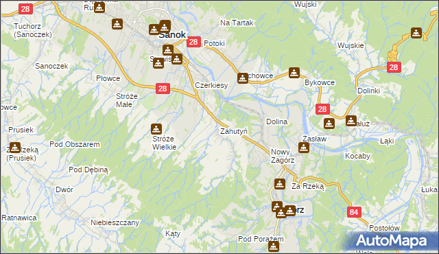 mapa Zahutyń, Zahutyń na mapie Targeo