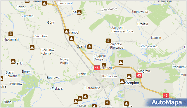 mapa Zajączki Drugie, Zajączki Drugie na mapie Targeo