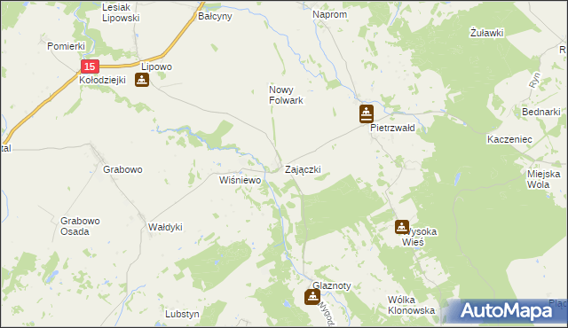 mapa Zajączki gmina Ostróda, Zajączki gmina Ostróda na mapie Targeo