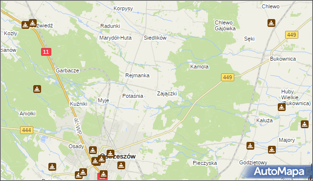 mapa Zajączki gmina Ostrzeszów, Zajączki gmina Ostrzeszów na mapie Targeo