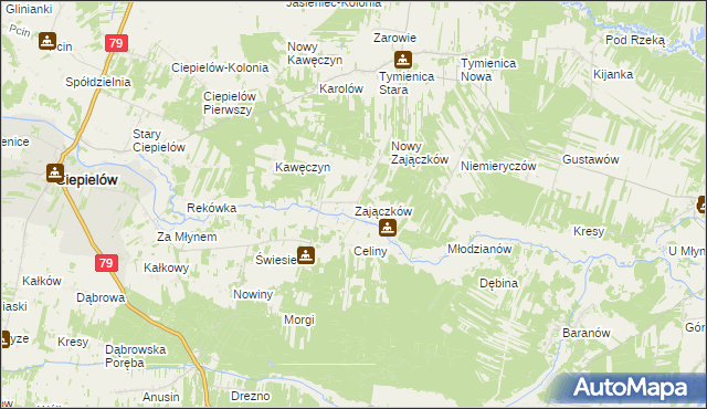 mapa Zajączków gmina Chotcza, Zajączków gmina Chotcza na mapie Targeo