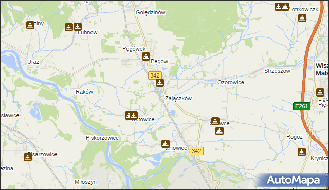 mapa Zajączków gmina Oborniki Śląskie, Zajączków gmina Oborniki Śląskie na mapie Targeo