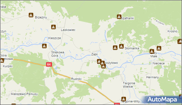 mapa Zajki, Zajki na mapie Targeo