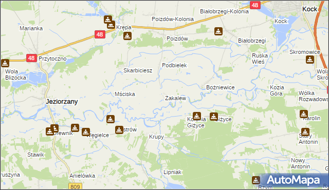 mapa Zakalew, Zakalew na mapie Targeo