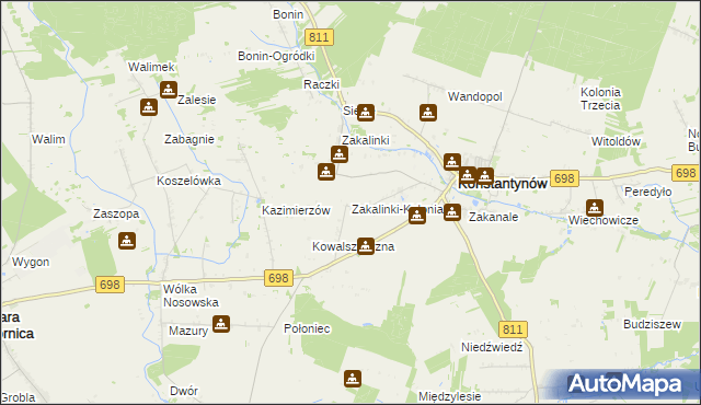 mapa Zakalinki-Kolonia, Zakalinki-Kolonia na mapie Targeo