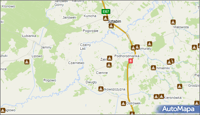 mapa Żakle, Żakle na mapie Targeo