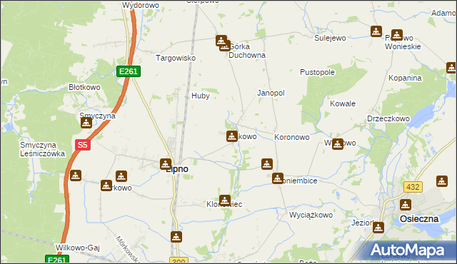 mapa Żakowo gmina Lipno, Żakowo gmina Lipno na mapie Targeo