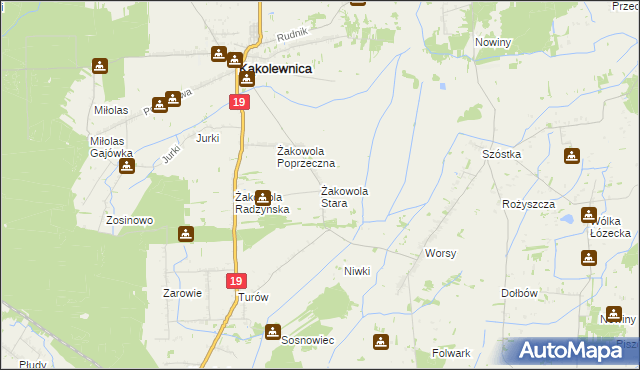 mapa Żakowola Stara, Żakowola Stara na mapie Targeo