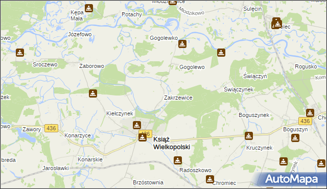 mapa Zakrzewice, Zakrzewice na mapie Targeo