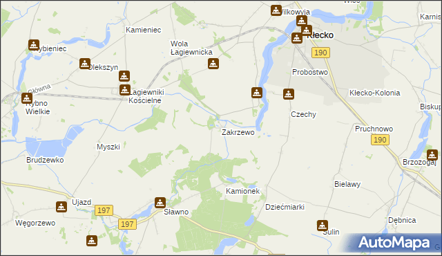 mapa Zakrzewo gmina Kłecko, Zakrzewo gmina Kłecko na mapie Targeo