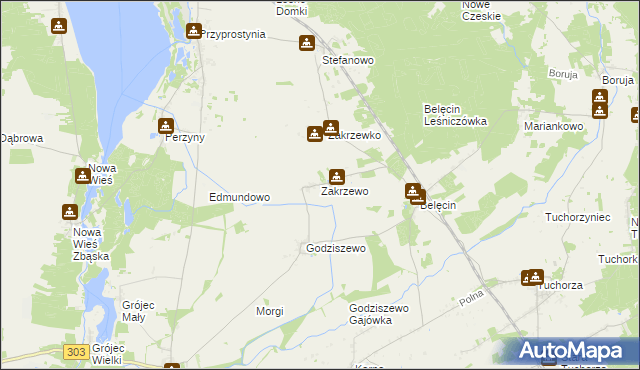 mapa Zakrzewo gmina Siedlec, Zakrzewo gmina Siedlec na mapie Targeo