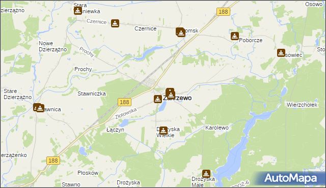 mapa Zakrzewo powiat złotowski, Zakrzewo powiat złotowski na mapie Targeo
