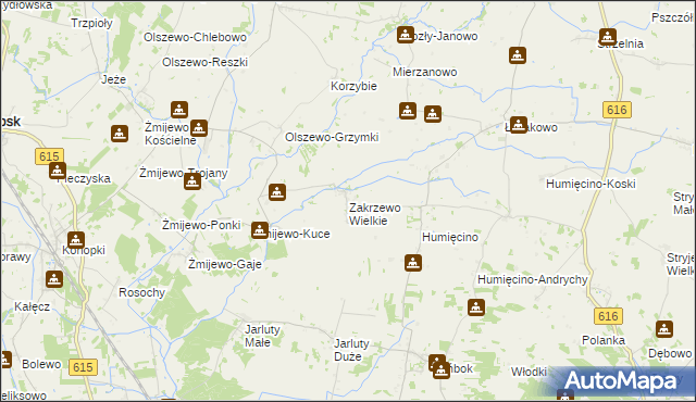 mapa Zakrzewo Wielkie gmina Grudusk, Zakrzewo Wielkie gmina Grudusk na mapie Targeo