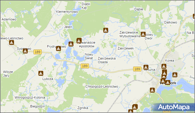 mapa Zakrzewska Osada, Zakrzewska Osada na mapie Targeo