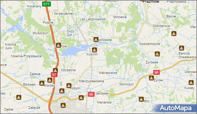 mapa Zakrzewska Wola gmina Grójec, Zakrzewska Wola gmina Grójec na mapie Targeo