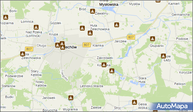 mapa Zakrzówek gmina Żelechów, Zakrzówek gmina Żelechów na mapie Targeo